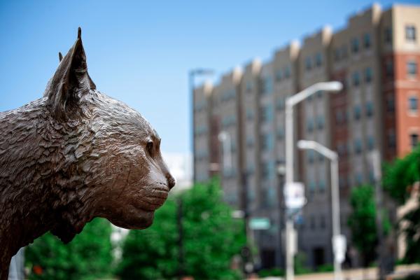 Bowman statue looking out over Avenue of Champions